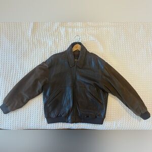 Field & Stream Large Leather Bomber Jacket